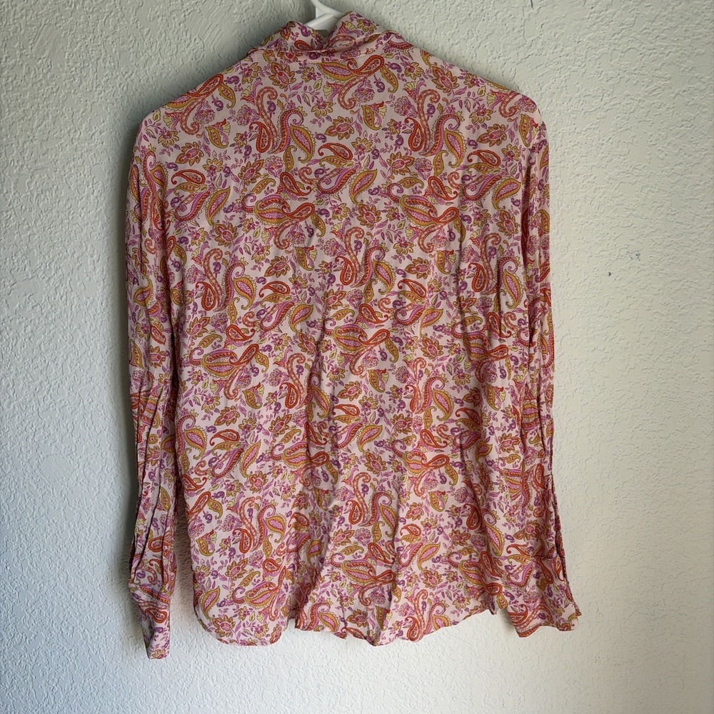 ZARA Workwear Paisley Lightweight Button Down Shirt Women's Medium Runs Small - Picture 5 of 7